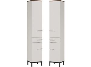 4066075044581 - Badezimmer Hochschrank YOKOHAMA-01 in Kaschmir mit Absetzung in Nussbaum Nb b h t ca 34 190 34 cm - beige