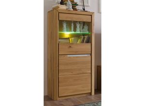 4066075044864 - Wohn- Esszimmer Vitrine halbhoch in Wildeiche massiv FOGGIA-52 b h t ca 63 134 41 cm - braun