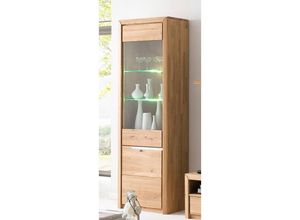 4066075045229 - Wohn- Esszimmer Vitrine in Wildeiche massiv mit Beleuchtung FOGGIA-52 b h t ca 63 198 41 cm - braun