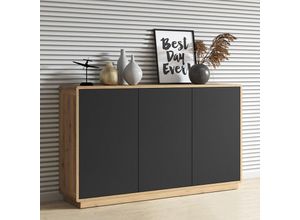 4066075046103 - Lomadox - Sideboard Anrichte Wohnzimmer Esszimmer modern ALBANY-83 in Taurus Eiche Nb mit Absetzungen in schwarz matt b h t ca 160 75 40 cm