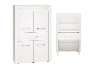 4066075046196 - Lomadox - Highboard CORDOBA-131 in Schnee Kiefer Nb b h t ca 92 140 40 cm - weiß