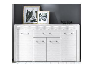 4066075046219 - Sideboard mit led Beleuchtung CORDOBA-131 in Schnee Kiefer Nb b h t ca 165 94 40 cm - weiß