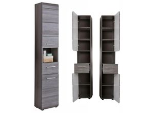 4066075046455 - Badezimmer Hochschrank LISBOA-19 in Sardegna Rauchsilber b h t ca 30 182 31 cm - grau