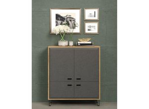 4066075047278 - Highboard in Filzoptik grau BLAIN-19 Korpus in Eiche Navarra Nb b h t ca 98 112 42 cm - grau