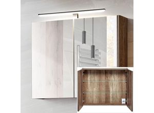 4066075047766 - Lomadox - Spiegelschrank 80cm mit LED-Beluchtung PUEBLA-56 in Vintage Oak Nb b h t ca 80 75 16cm