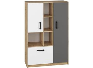 4066075048046 - Teenager Highboard FYLI-131 in Artisan Eiche Nb mit weiß anthrazit b h t ca 92 139 42 cm - braun