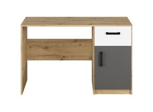 4066075048084 - Lomadox - Jugendzimmer Schreibtisch FYLI-131 in Artisan Eiche Nb mit weiß anthrazit b h t ca 120 76 53 cm - braun