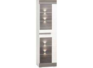 4066075048220 - Vitrine in Schneekiefer Nb mit Absetzungen in Grau BENEVENTO-131 B H T ca 55 202 42 cm - grau