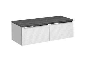 4066075050643 - Lomadox - Waschtischunterschrank 120 cm LARCIANO-56 in weiß gerillt mit Sherman Oak Nb b h t ca 120 417 46 cm - weiß 4066075050643 - Lomadox - Waschtischunterschrank 120 cm LARCIANO-56 in weiß gerillt mit Sherman Oak Nb b h t ca 120 417 46 cm - weiß