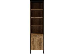 4066075050889 - Wohnzimmer Vitrineschrank TENNESSEE-83 in Appenzeller Fichte Nb mit schwarz supermatt b h t ca 54 212 40 cm - braun