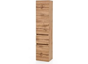4066075052203 - Badmöbel Hochschrank PESARO-03 in Wotan Eiche Nb B H T ca 40 180 35 cm - braun
