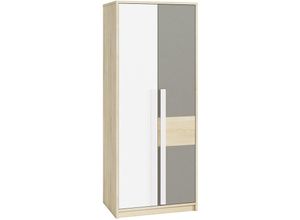 4066075052890 - Kinderzimmer Kleiderschrank Fjord Buche Nb DARDA-131 mit Fronten in weiß und platingrau b h t ca 80 199 55 cm - beige