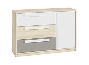 4066075052982 - Lomadox - Kinderzimmer Sideboard Fjord Buche Nb DARDA-131 mit Fronten in weiß und platingrau b h t ca 138 94 40 cm - beige