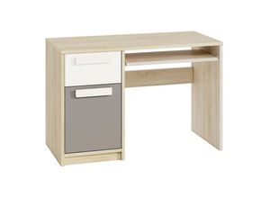 4066075053026 - Lomadox - Kinderzimmer Schreibtisch Fjord Buche Nb DARDA-131 mit Fronten in weiß und platingrau b h t ca 119 79 55 cm - beige