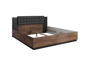 4066075055709 - Lomadox - Doppelbett ohne Lattenrost Liegefläche 180 x 200 cm SOLMS-83 in Flagstaf Eiche dunkel Nb und kupferrot kombiniert mit schwarz b h t