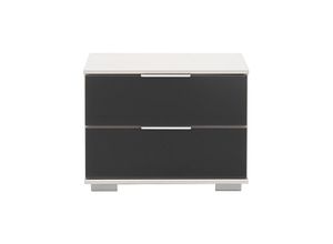 4066075056157 - Lomadox - Schlafzimmer Nachttisch Nachtschrank in weiß mit grauem Glas ELSTRA-43 b h t ca 52 40 38 cm - braun 4066075056157 - Lomadox - Schlafzimmer Nachttisch Nachtschrank in weiß mit grauem Glas ELSTRA-43 b h t ca 52 40 38 cm - braun