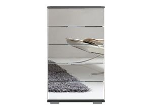 4066075056300 - Schlafzimmer Schubkastenkommode in graphit mit Spiegelfront ELSTRA-43 b h t ca 49 102 41 cm - grau