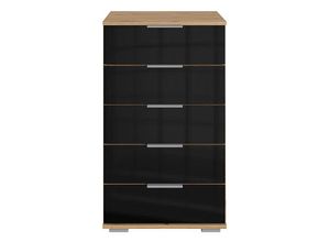 4066075056317 - Schlafzimmer Schubkastenkommode in Artisan Eiche Nb mit schwarzem Glas ELSTRA-43 b h t ca 49 102 41 cm - schwarz