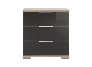 4066075056676 - Lomadox - Schlafzimmer Nachttisch Nachtschrank auch für Boxspringbett geeignet in Eiche sägerau Nb mit grauem Glas ELSTRA-43 b h t ca 52 58 38 cm