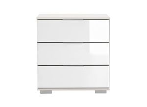 4066075056706 - Lomadox - Schlafzimmer Nachttisch Nachtschrank auch für Boxspringbett geeignet in weiß mit weißem Glas ELSTRA-43 b h t ca 52 58 38 cm - weiß