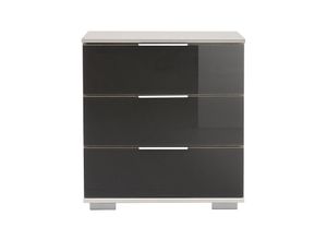 4066075056744 - Lomadox - Schlafzimmer Nachttisch Nachtschrank auch für Boxspringbett geeignet in weiß mit grauem Glas ELSTRA-43 b h t ca 52 58 38 cm - grau