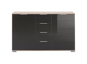 4066075056836 - Schlafzimmer Sideboard in Eiche sägerau Nb mit grauem Glas ELSTRA-43 b h t ca 130 83 41 cm - braun