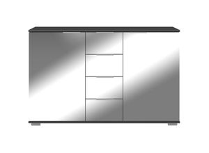 4066075056898 - Schlafzimmer Sideboard in graphit mit Spiegelfront ELSTRA-43 b h t ca 130 83 41 cm - grau