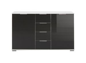 4066075056973 - Schlafzimmer Sideboard in weiß mit grauem Glas ELSTRA-43 b h t ca 130 83 41 cm - grau