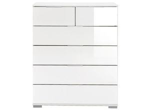 4066075057468 - Lomadox - Schlafzimmer Schubkastenkommode in weiß mit weißem Glas ELSTRA-43 b h t ca 82 102 42 cm - weiß