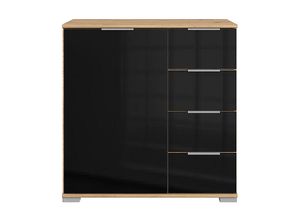 4066075057796 - Lomadox - Schlafzimmer Kommode in Artisan Eiche Nb mit schwarzem Glas ELSTRA-43 b h t ca 81 83 41 cm - schwarz