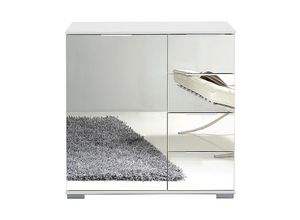 4066075057987 - Schlafzimmer Kommode in weiß mit Spiegelfront ELSTRA-43 b h t ca 81 83 41 cm - weiß