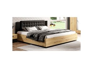 4066075058250 - Lomadox - Schlafzimmerbett inkl Lattenrost Liegefläche 180 x 200 cm SOLMS-83 in Artisan Eiche Nb mit schwarz b h t ca 186 90 205 cm - braun