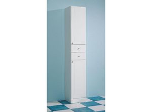 4066075058571 - Badezimmer Hochschrank in weiß mit weiß Hochglanz NEMI-66 B H T ca 325 1885 33 cm - weiß