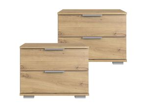 4066075059578 - Lomadox - Schlafzimmer 2er Set Nachttisch Nachtschrank in Artisan Eiche Nb ELSTRA-43 b h t ca 52 40 38 cm - braun