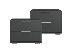 4066075059592 - Lomadox - Schlafzimmer 2er Set Nachttisch Nachtschrank in graphit ELSTRA-43 b h t ca 52 40 38 cm - grau