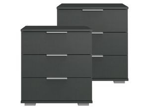 4066075059783 - Lomadox - Schlafzimmer 2er Set Nachttisch Nachtschrank auch für Boxspringbetten geeignet in graphit ELSTRA-43 b h t ca 52 58 38 cm - grau