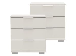 4066075059837 - Schlafzimmer 2er Set Nachttisch Nachtschrank auch für Boxspringbetten geeignet in weiß ELSTRA-43 B H T ca 52 58 38 cm - weiß