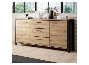 4066075060871 - Lomadox - Kleines Wohnzimmer Sideboard ACCRA-83 in Taurus Eiche Nb und schwarzem Gestell b h t ca 180 91 41 cm