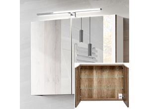 4066075061274 - Lomadox - Spiegelschrank 80cm mit led PUEBLA-56-TAUPE in taupe mit Vintage Oak Nb b h t ca 80 65-75 17 cm - beige