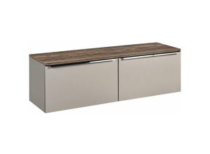 4066075061793 - Lomadox - Waschtischunterschrank 160cm 2 Schubkästen PUEBLA-56-TAUPE in taupe mit Vintage Oak b h t ca 1604 485 46 cm - beige