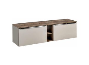 4066075061816 - Lomadox - Waschtischunterschrank 180cm 2 Schubkästen 4 Auszüge Regal PUEBLA-56-TAUPE in taupe mit Vintage Oak b h t ca 1804 485 46 cm - beige