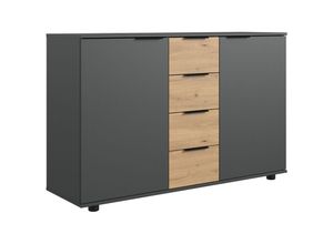 4066075061823 - Lomadox - Schlafzimmer Sideboard in graphit mit Artisan Eiche Nb GRANADA-43 b h t ca 130 83 41 cm - grau