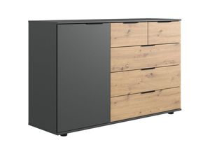 4066075061847 - Lomadox - Schlafzimmer Kommode in graphit mit Artisan Eiche Nb GRANADA-43 b h t ca 130 83 41 cm - grau