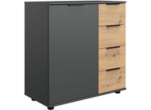 4066075061854 - Lomadox - Schlafzimmer Kommode in graphit mit Artisan Eiche Nb GRANADA-43 b h t ca 81 83 41 cm - grau