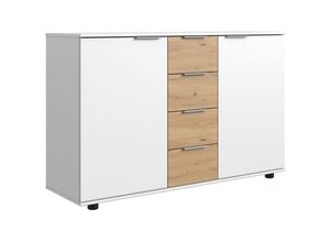 4066075061960 - Schlafzimmer Sideboard in weiß mit Artisan Eiche Nb GRANADA-43 b h t ca 130 83 41 cm - weiß