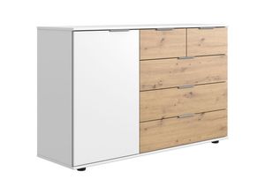 4066075061984 - Lomadox - Schlafzimmer Kommode in weiß mit Artisan Eiche Nb GRANADA-43 b h t ca 130 83 41 cm - weiß