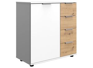 4066075061991 - Lomadox - Schlafzimmer Kommode in weiß mit Artisan Eiche Nb GRANADA-43 b h t ca 81 83 41 cm - weiß