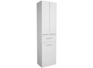 4066075062110 - Lomadox - Hochschrank mit Wäschekippe QUEBEC-66 in weiß Hochglanz b h t ca 50 1855 33 cm - weiß