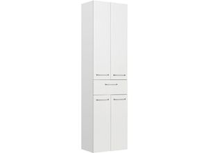 4066075062127 - Lomadox - Badezimmer Hochschrank mit Auszug QUEBEC-66 in weiß Hochglanz b h t ca 50 1855 35 cm - weiß