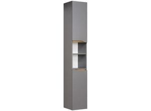 4066075062943 - Lomadox - Bad Hochschrank QENA-66 in Quarzgrau Matt Touch mit Riviera Eiche quer Nb b h t ca 30 1855 33 cm